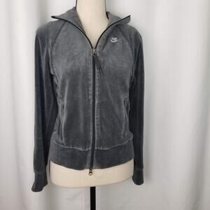 Nike Gray Velvet Women Zip Up Jacket  - Size Small Petites